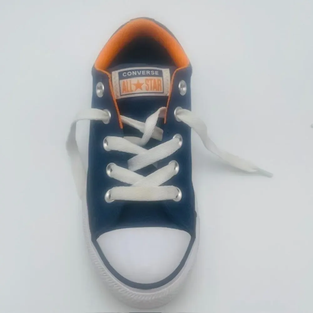 Converse All Star Laced Boys Sneaker Tennis Shoe's Blue White Orange - Jr Size 1